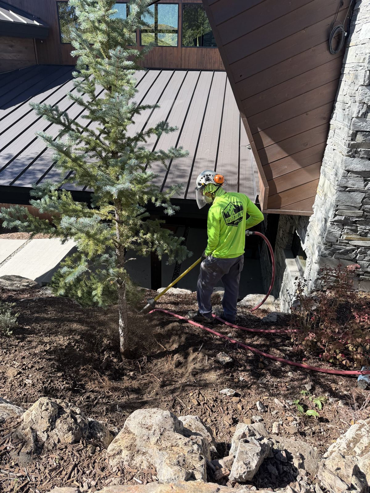 Air spading root zone work in Utah